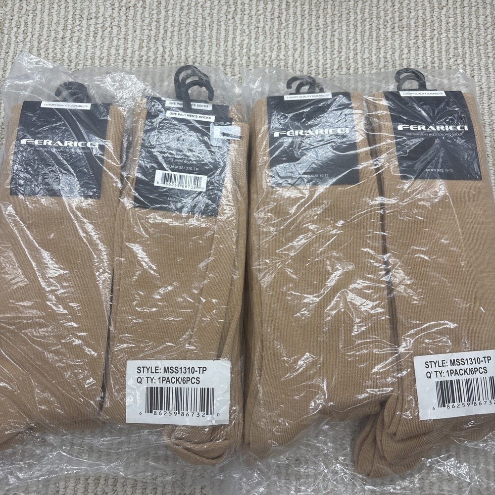 12 Pairs Feraricci Men's Solid Color Dress Socks – Crew Casual Work Socks 10-13